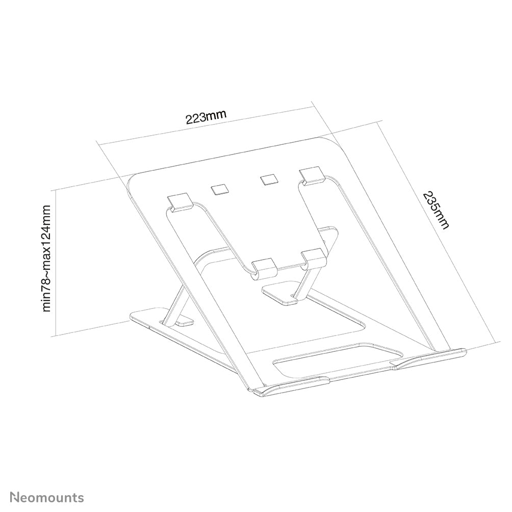 Neomounts Laptop-Ständer – für Geräte bis 17", bis 5 kg, faltbar – Silber