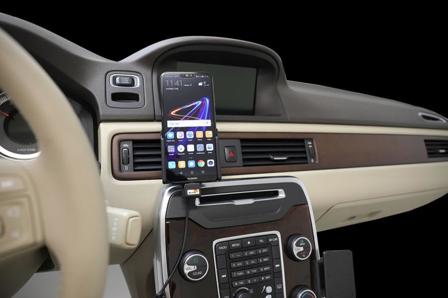 Brodit Auto-Ladegerät – 1× USB-A, Ausgang 4,75–5,25 V – Schraubbefestigung – für Huawei P20 Lite – Schwarz