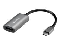 Sandberg Capture-Adapter HDMI zu USB-C – 1920 × 1080, integriertes USB-C-Kabel, Grau, für Windows/Mac/Linux