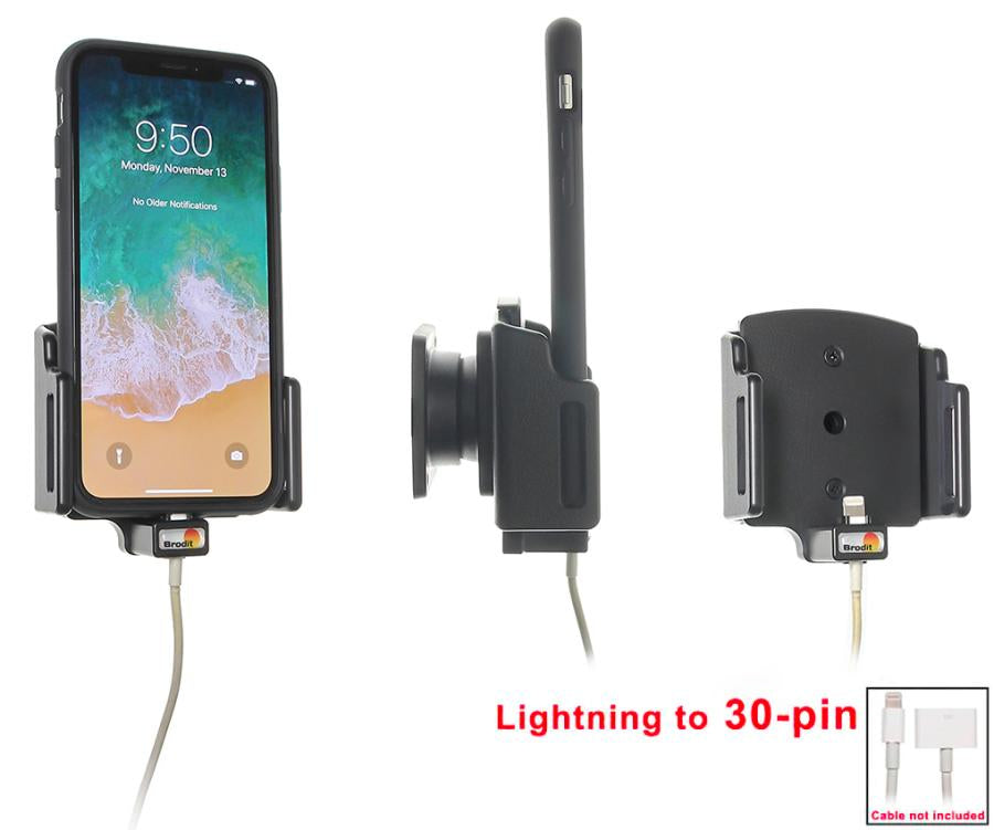 Brodit Auto-Halterung, Lüftung, mit Ladefunktion – für iPhone X–11 – Schwarz, Kunststoff (ABS)