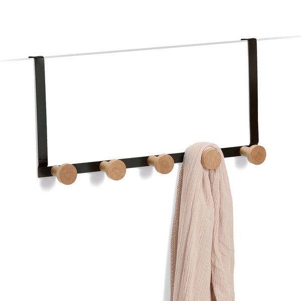 Zeller Present Wandgarderobe 5 Haken – Holz – schwarz – 375 × 90 × 80 mm