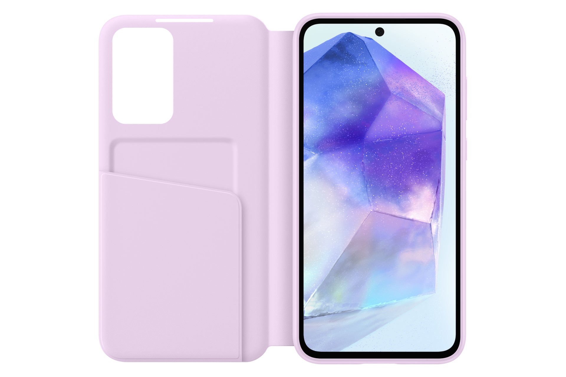 Samsung Smart View Wallethülle – für Samsung Galaxy A55 5G, Lavendel, mit Smart View-Fenster
