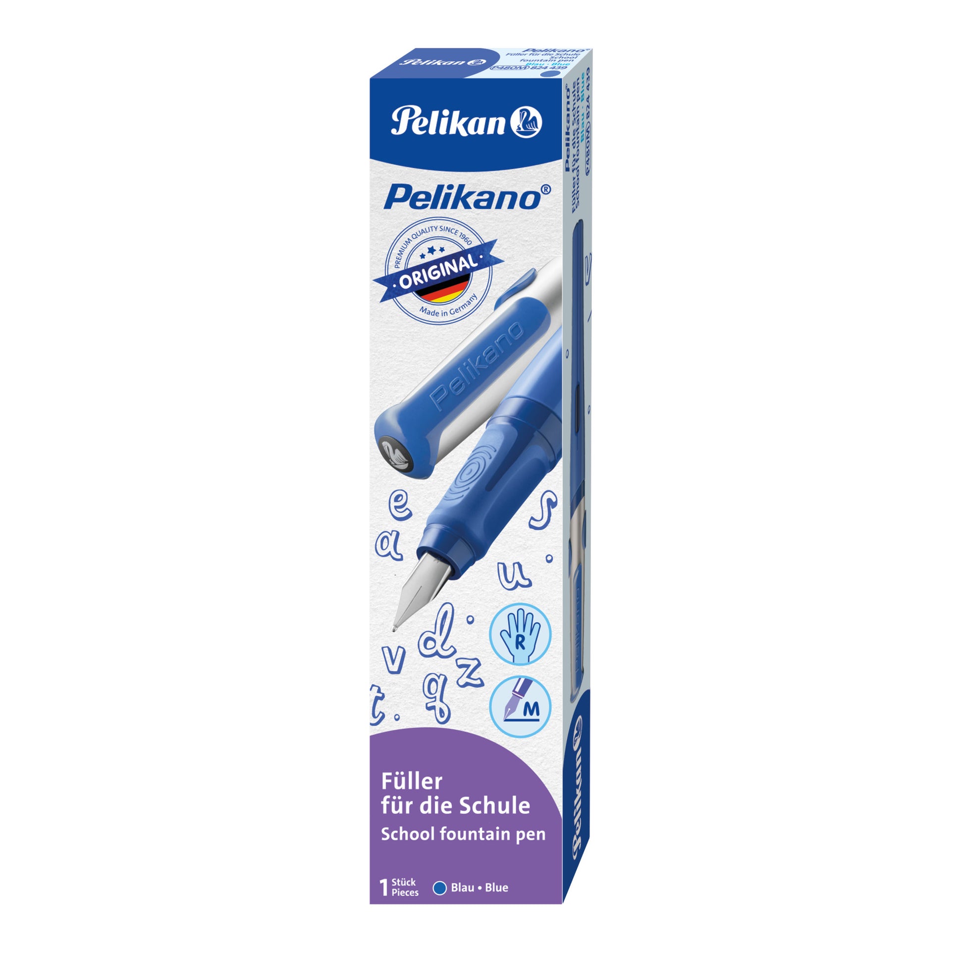 Pelikano – Federspitze M – für Rechtshänder – Blau – Patronen