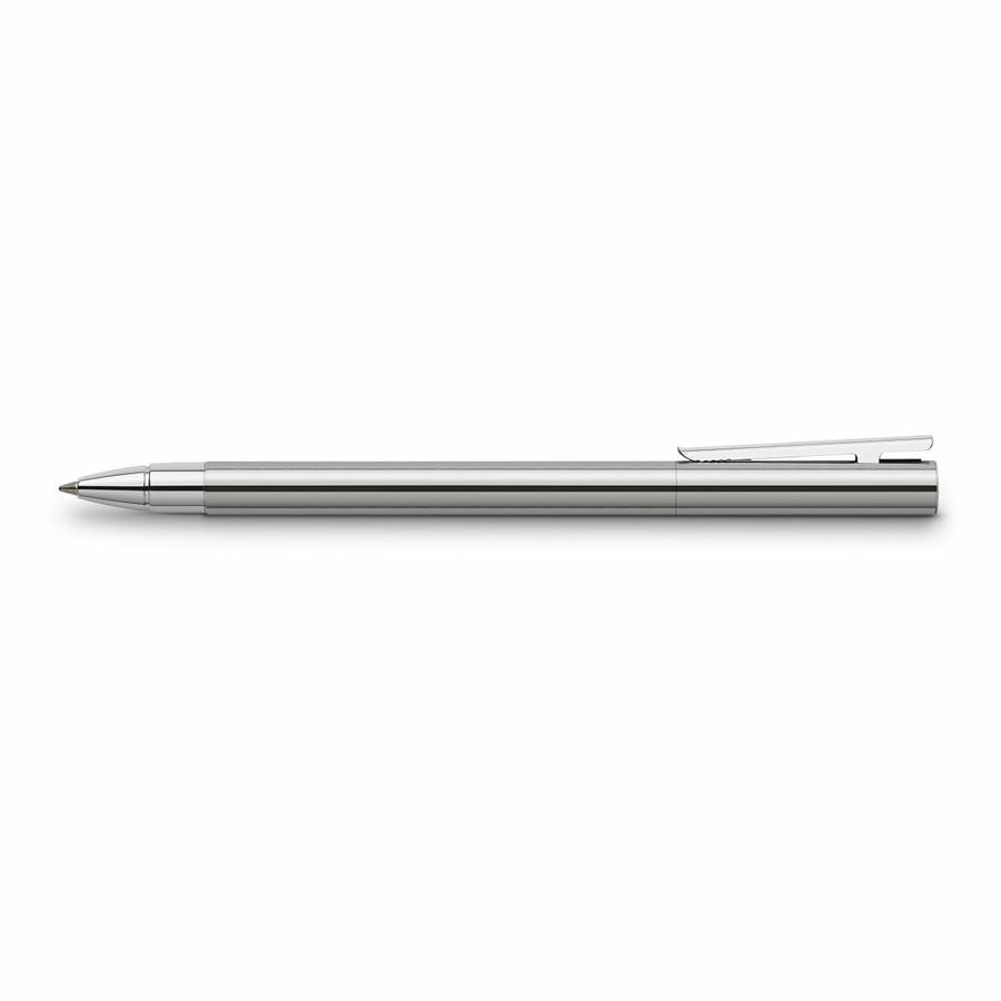 Faber-Castell NEO Slim – Tintenroller, Schwarz, Edelstahl, Silber