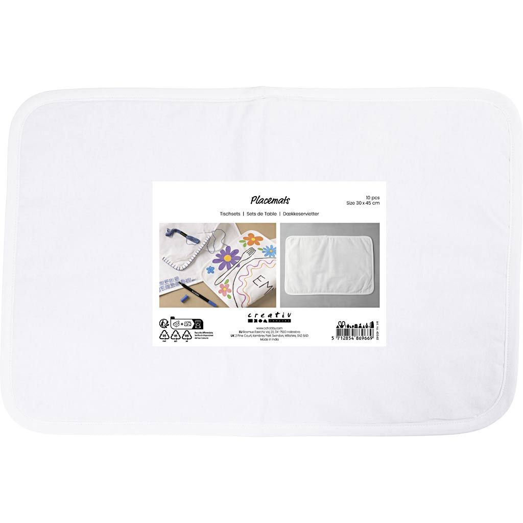 Creativ Company Tischset – Baumwolle, Weiss, 45 × 30 cm – 10er-Set