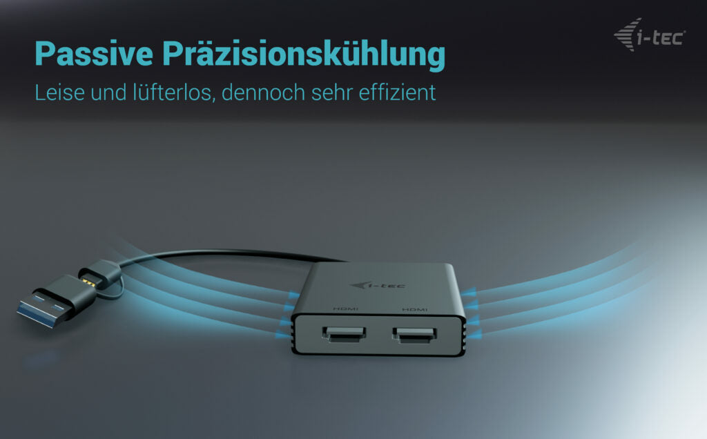 i-tec USB-A/USB-C Multiport-Adapter – 2× HDMI – 2× 4K – DisplayLink