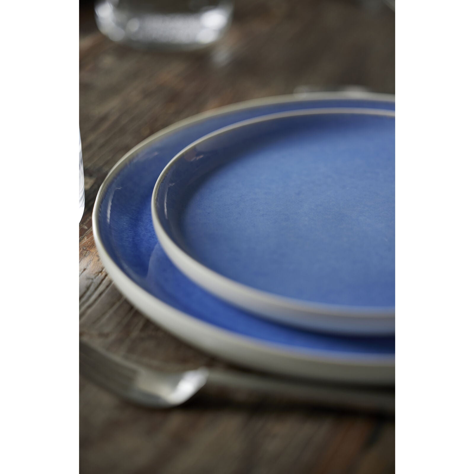 Studio Round Frühstücks- & Dessertteller North – Ø 21 cm, Steinzeug, Eisblau/Weiss, spülmaschinenfest