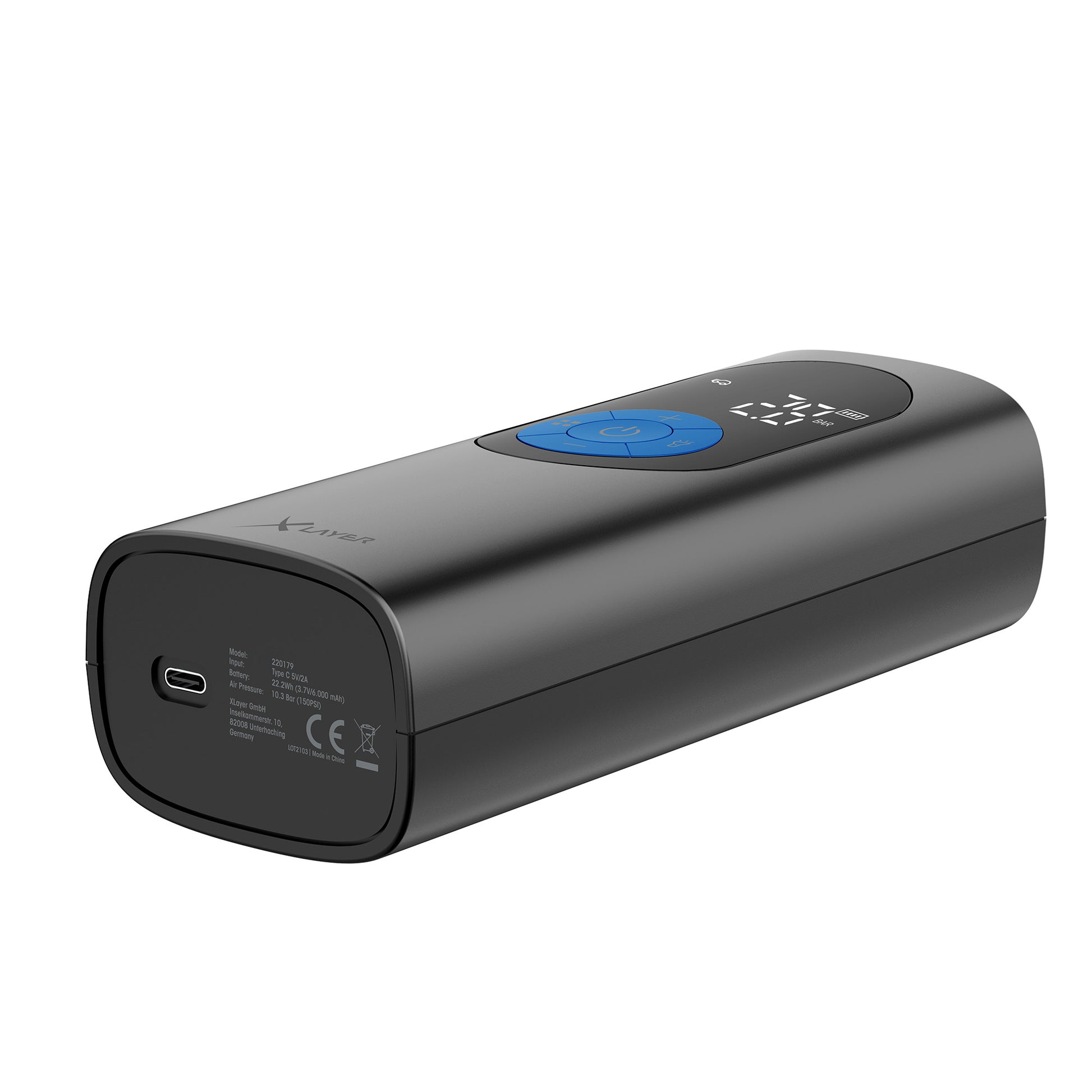 Xlayer Mobile Akkukompressor 2.0 Akku-Luftkompressor – 10,3 bar – 6 Ah – USB-C – inkl. Adapter