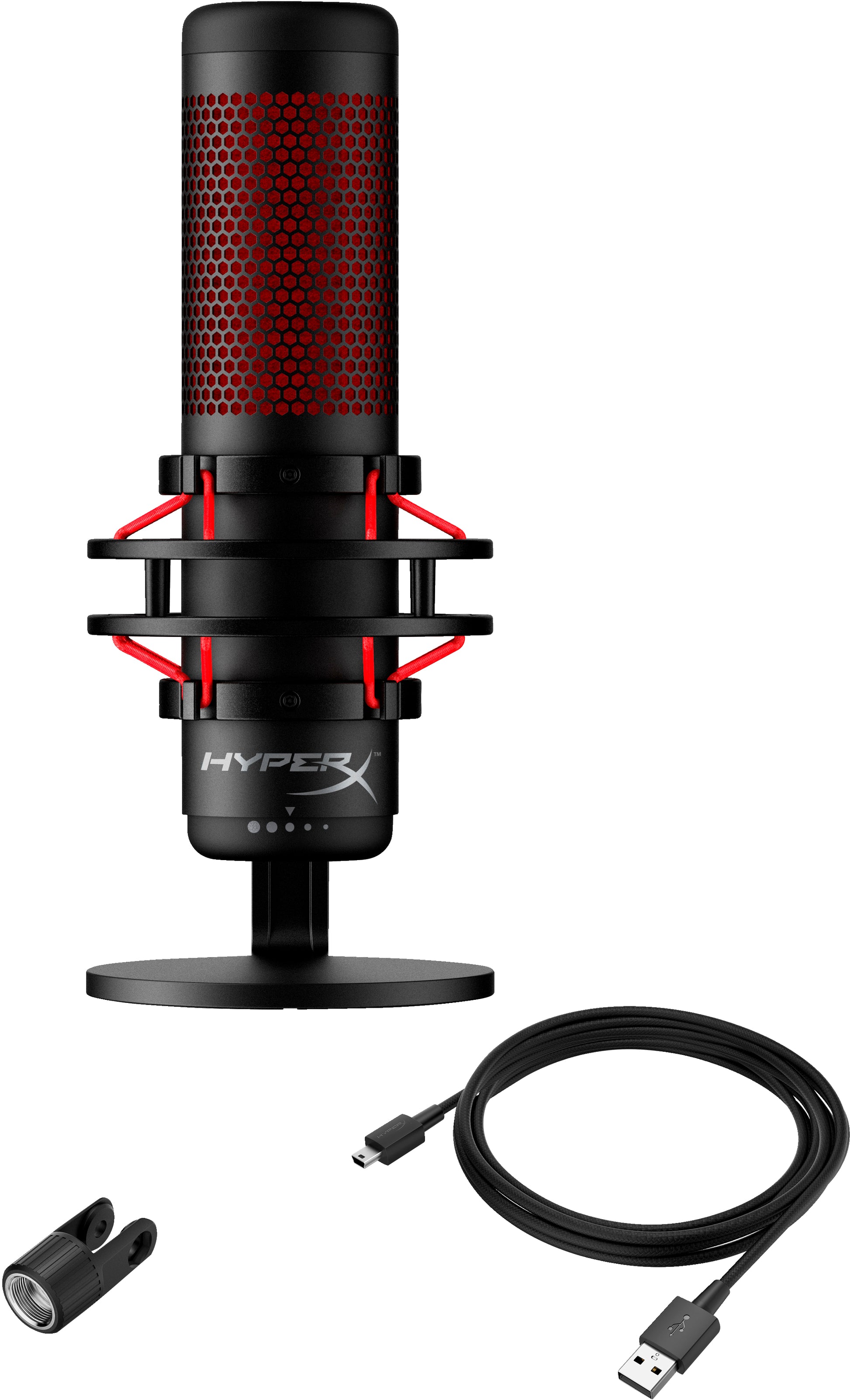HyperX QuadCast – Tischmikrofon – USB, kabelgebunden, 90 dB SNR, für PC/Mac, PS4/PS5 – Rot