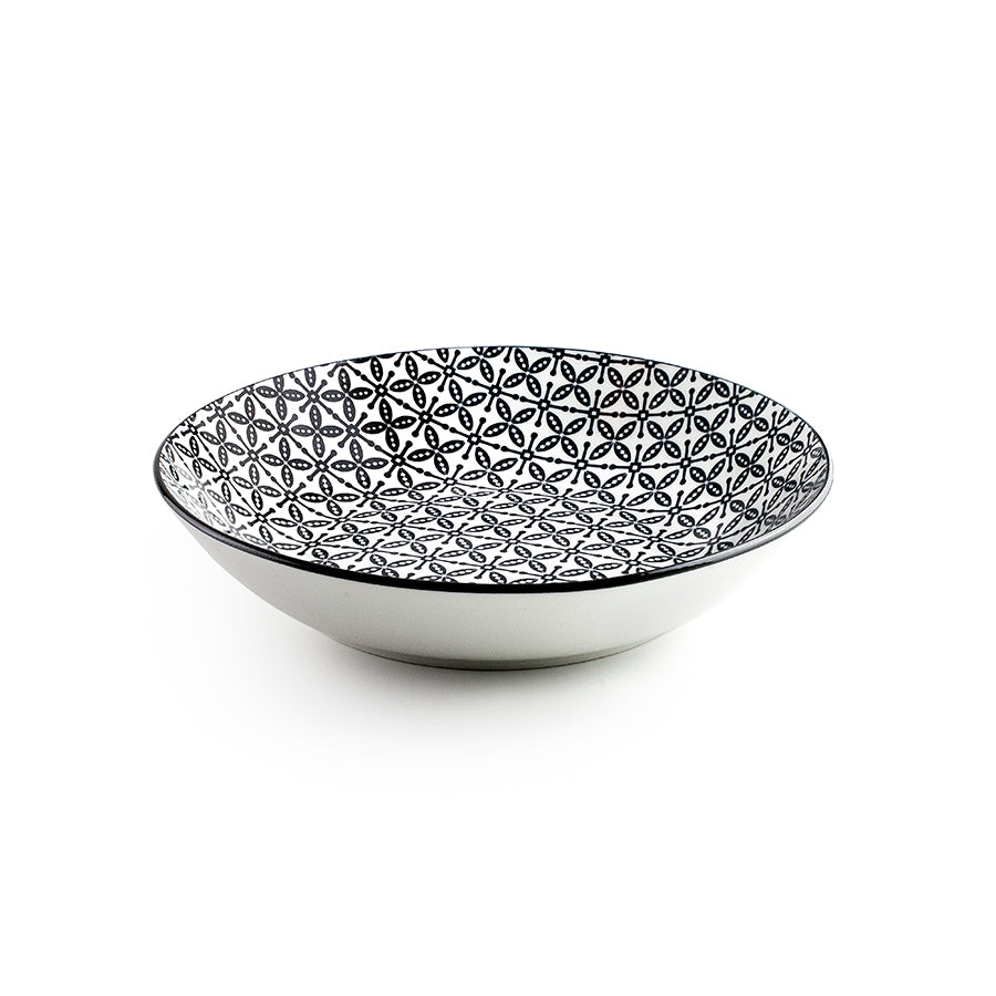 Ibili Speise-Service – 12-teilig, Ø 26,8/20/19,2 cm, Porzellan, Schwarz/Weiss, spülmaschinenfest