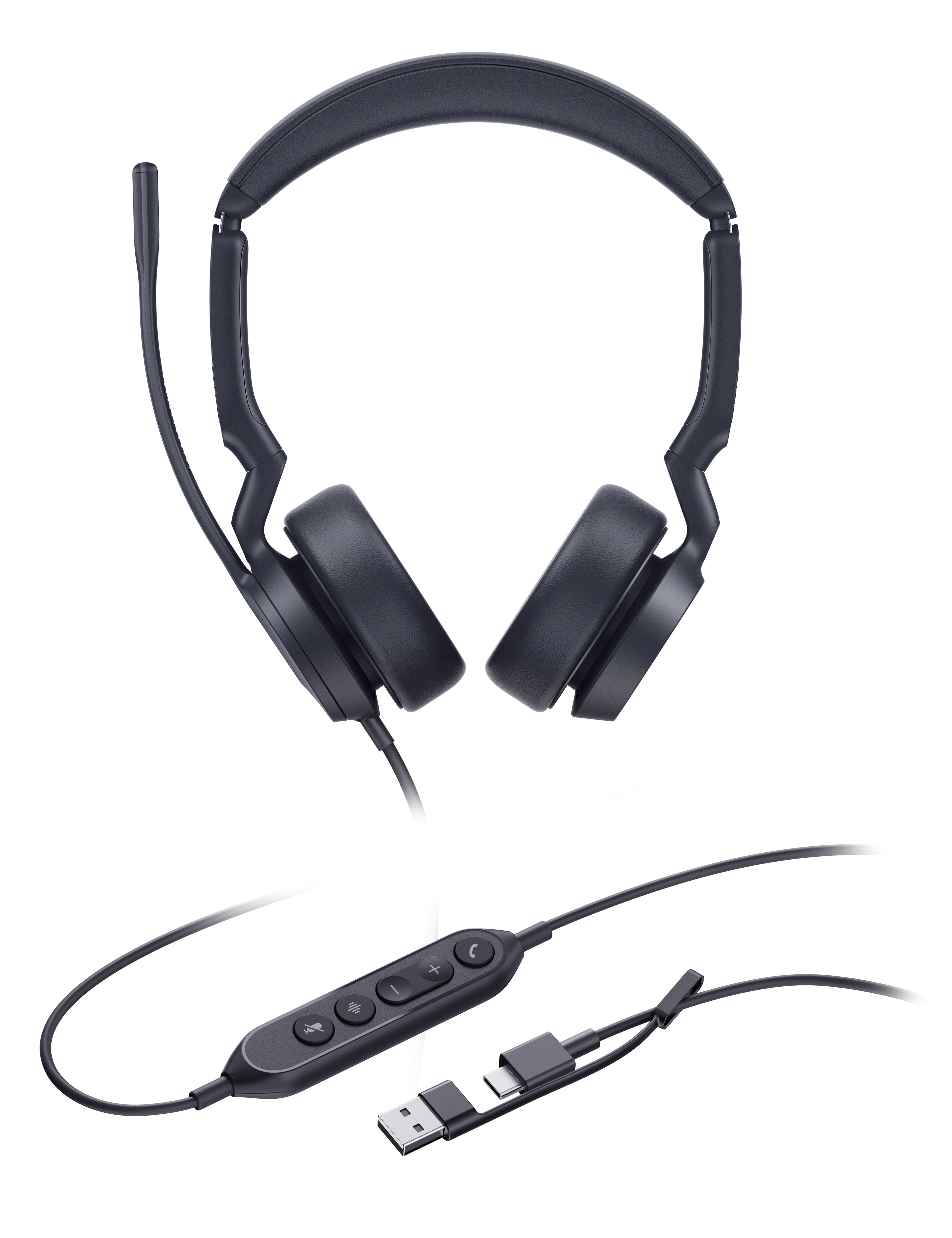 Yealink UH44 Dual UC Office-Headset – On-Ear, Stereo, Kabelgebunden, USB-C/USB-A, mit Tragetasche, Schwarz