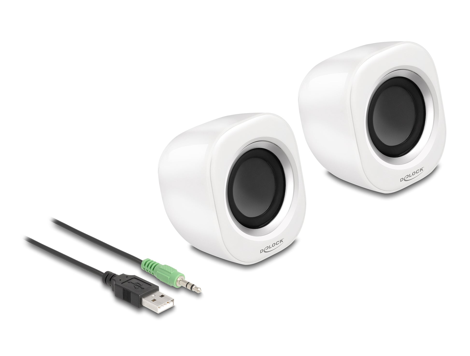 DeLOCK 27008 – PC-Lautsprecher – 2.0, 2 W, 3,5 mm, Weiss