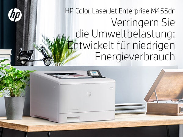 HP Color LaserJet Enterprise M455dn – A4, Farbe, Duplex, 27 S./Min., 600 × 600 dpi, WLAN/LAN/USB