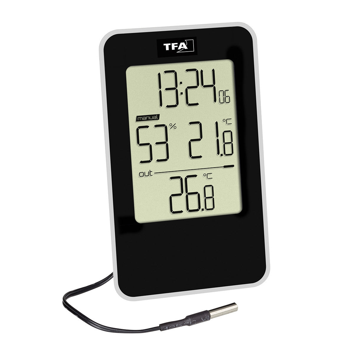 TFA-Dostmann 30.5048 Thermo-Hygrometer (Handgerät) – Verkabelt & Kabellos, −30–60 °C, 20–90 %, Innen/Aussen
