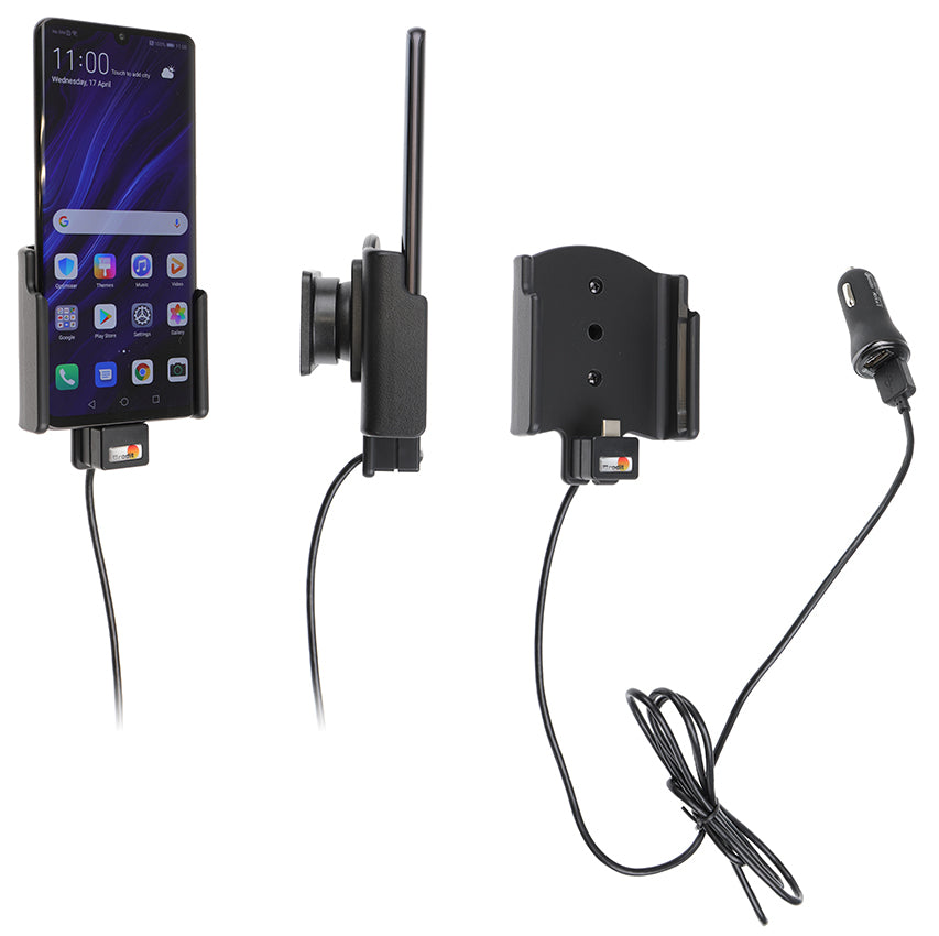 Brodit Auto-Halterung, Lüftung, neigbar 0–17°, mit Zigarettenanzünder-Kabel – für Huawei P30 Pro – Schwarz
