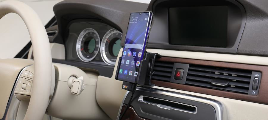 Brodit Auto-Halterung, Lüftung, neigbar 0–17°, mit Zigarettenanzünder-Kabel – für Huawei P30 Pro – Schwarz
