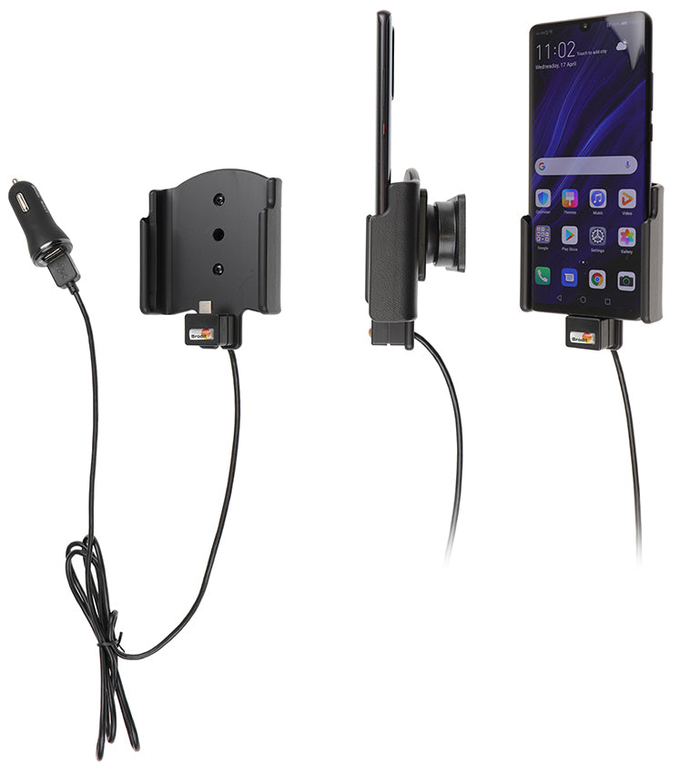 Brodit Auto-Halterung, Lüftung, neigbar 0–17°, mit Zigarettenanzünder-Kabel – für Huawei P30 Pro – Schwarz