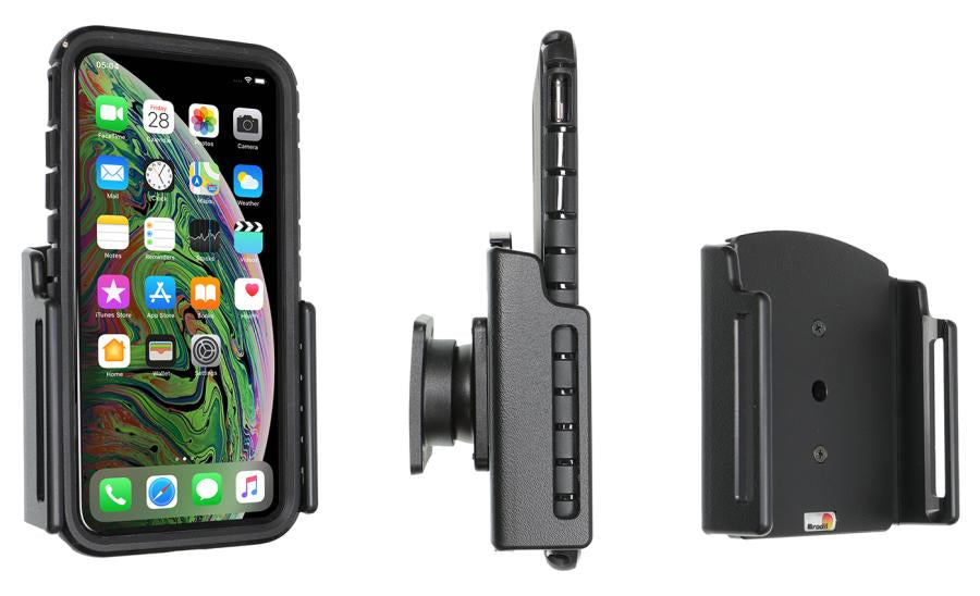 Brodit Auto-Halterung, Schraubbefestigung, drehbar – für iPhone 11 Pro Max / iPhone Xs Max – Schwarz, ABS
