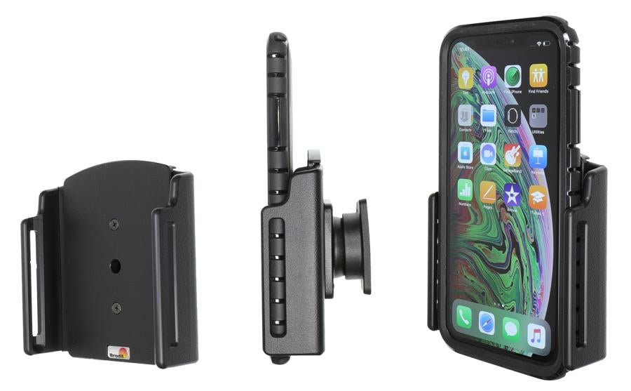 Brodit Auto-Halterung, Schraubbefestigung, drehbar – für iPhone 11 Pro Max / iPhone Xs Max – Schwarz, ABS