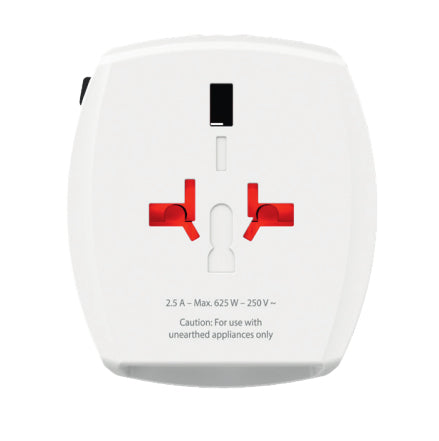 Skross 1.302967 Reiseadapter – Universal zu Universal, 625 W, 2× USB – für über 220 Destinationen