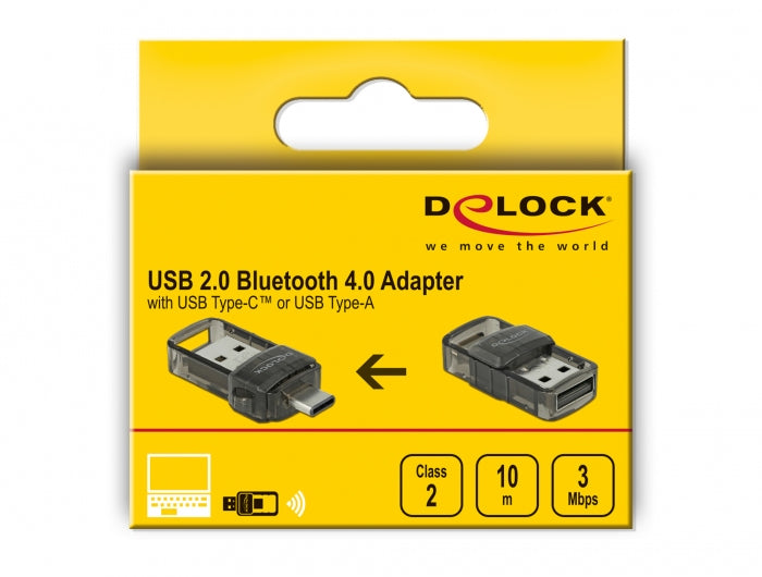 DeLOCK 61002 USB-Bluetooth-Adapter – Bluetooth 4.0, bis 10 m, USB 2.0 – Transparent