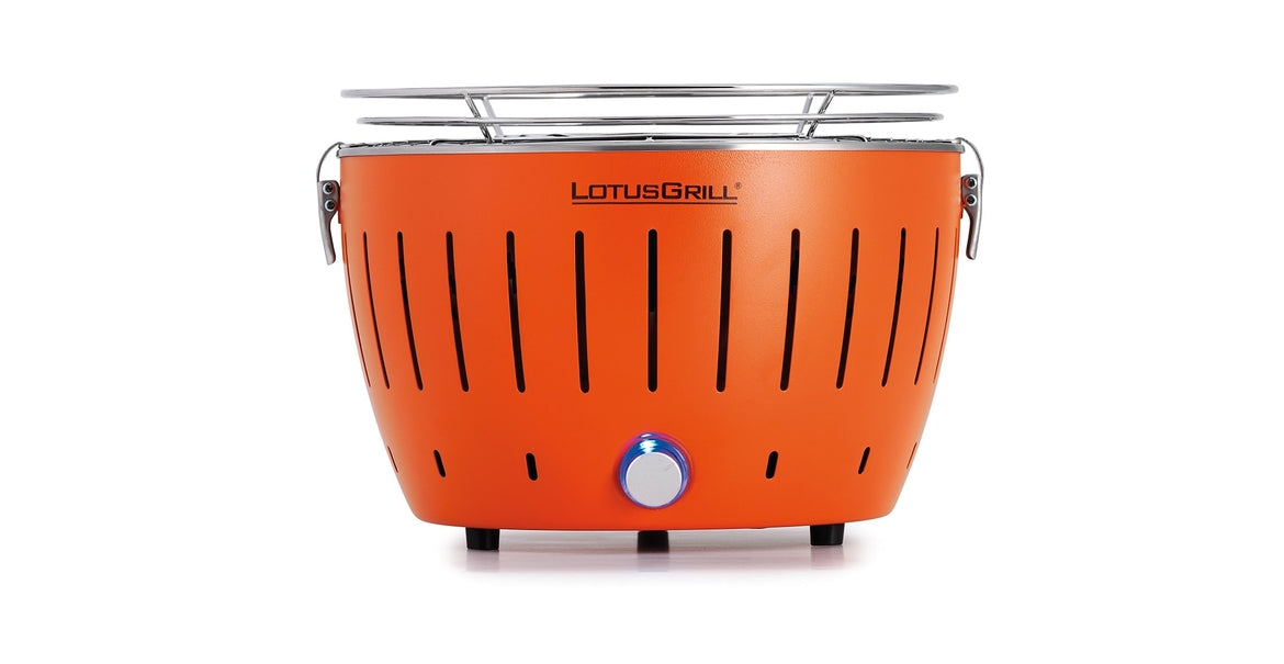 LotusGrill Tischgrill G280 – Ø 26 cm, Holzkohle, USB-Anschluss – Orange