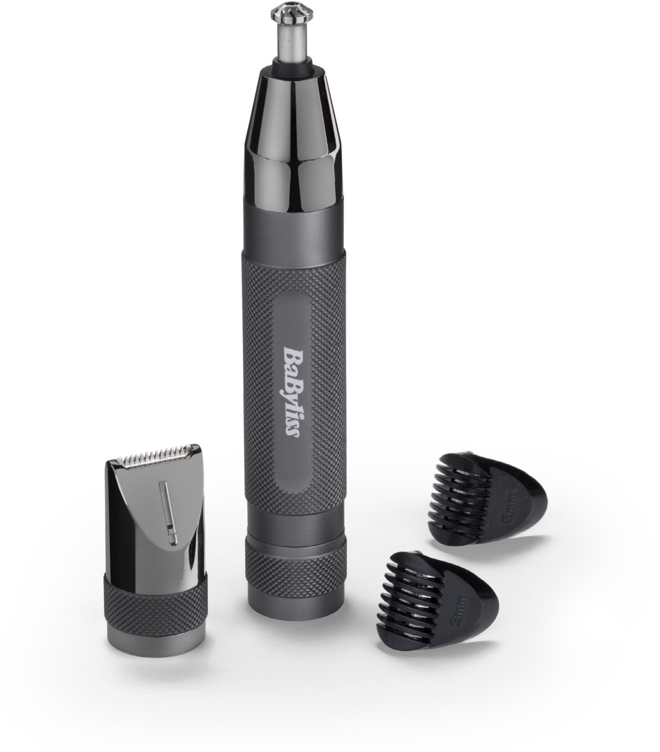 BaByliss Präzisionstrimmer E111E – Nasen-/Ohrhaar, Augenbrauen – Schwarz, Metall – Batteriebetrieben (AA)