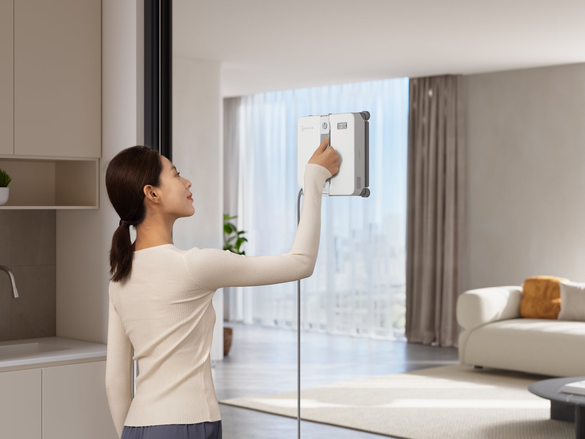 Ecovacs Fensterreiniger WINBOT MINI 2 – 0,23 l – weiss/grau – Akku – 21,5 × 21,5 × 5,5 cm
