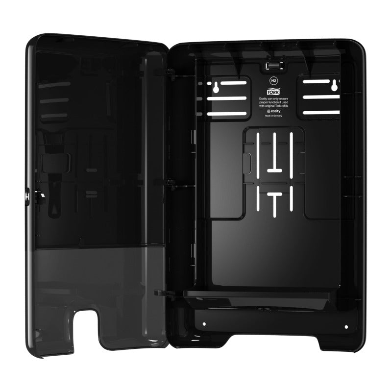 Tork Falthandtuchspender Elevation – für Tork H2, Kunststoff, Schwarz, 302 × 444 × 102 mm