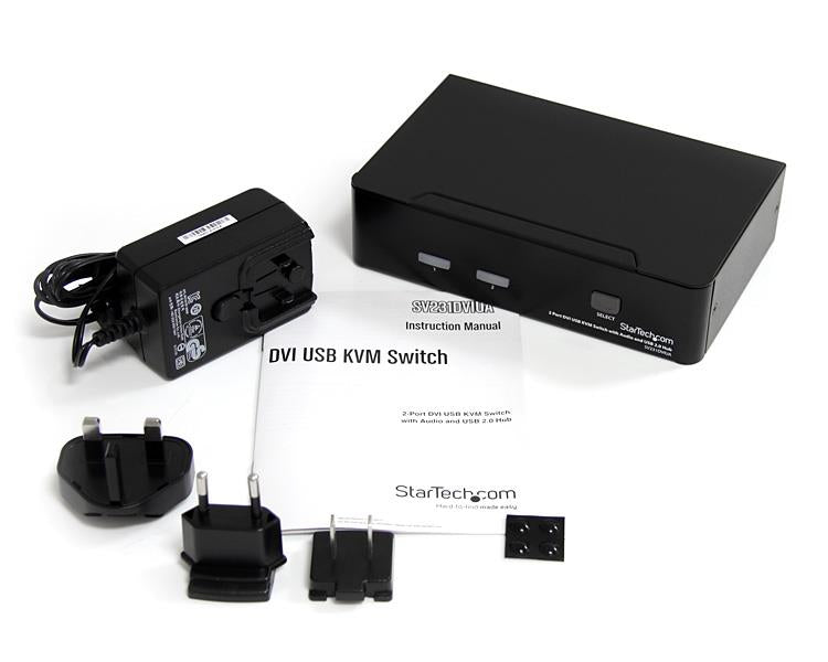 StarTech.com 2-Port DVI KVM-Switch – 1920 × 1200, USB 2.0-Hub, Audio, Desktop