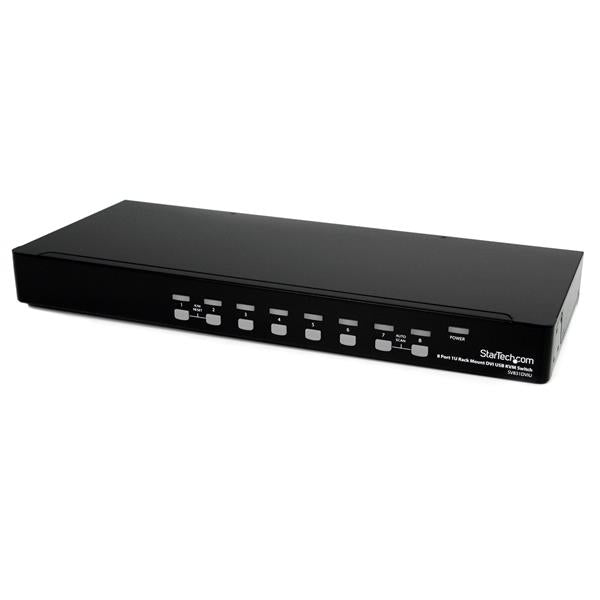 StarTech.com 8-Port DVI-I KVM-Switch – 1920 × 1200, USB 2.0-Hub, 1U Rack