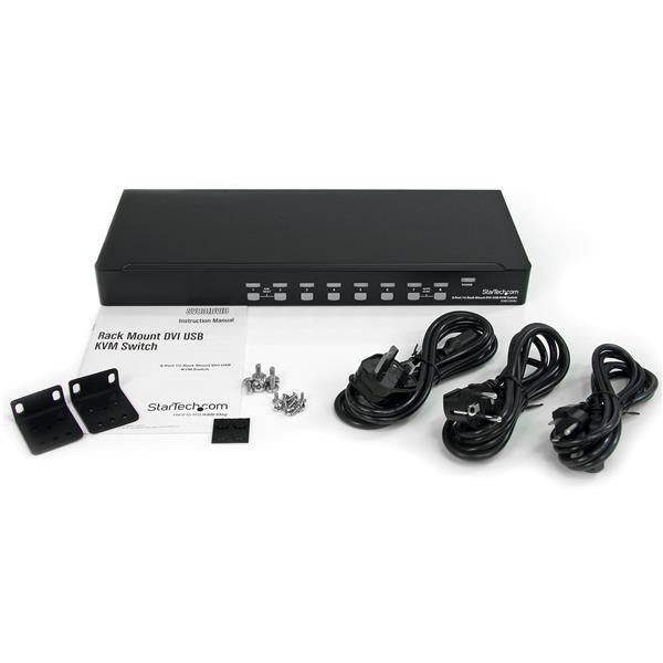 StarTech.com 8-Port DVI-I KVM-Switch – 1920 × 1200, USB 2.0-Hub, 1U Rack