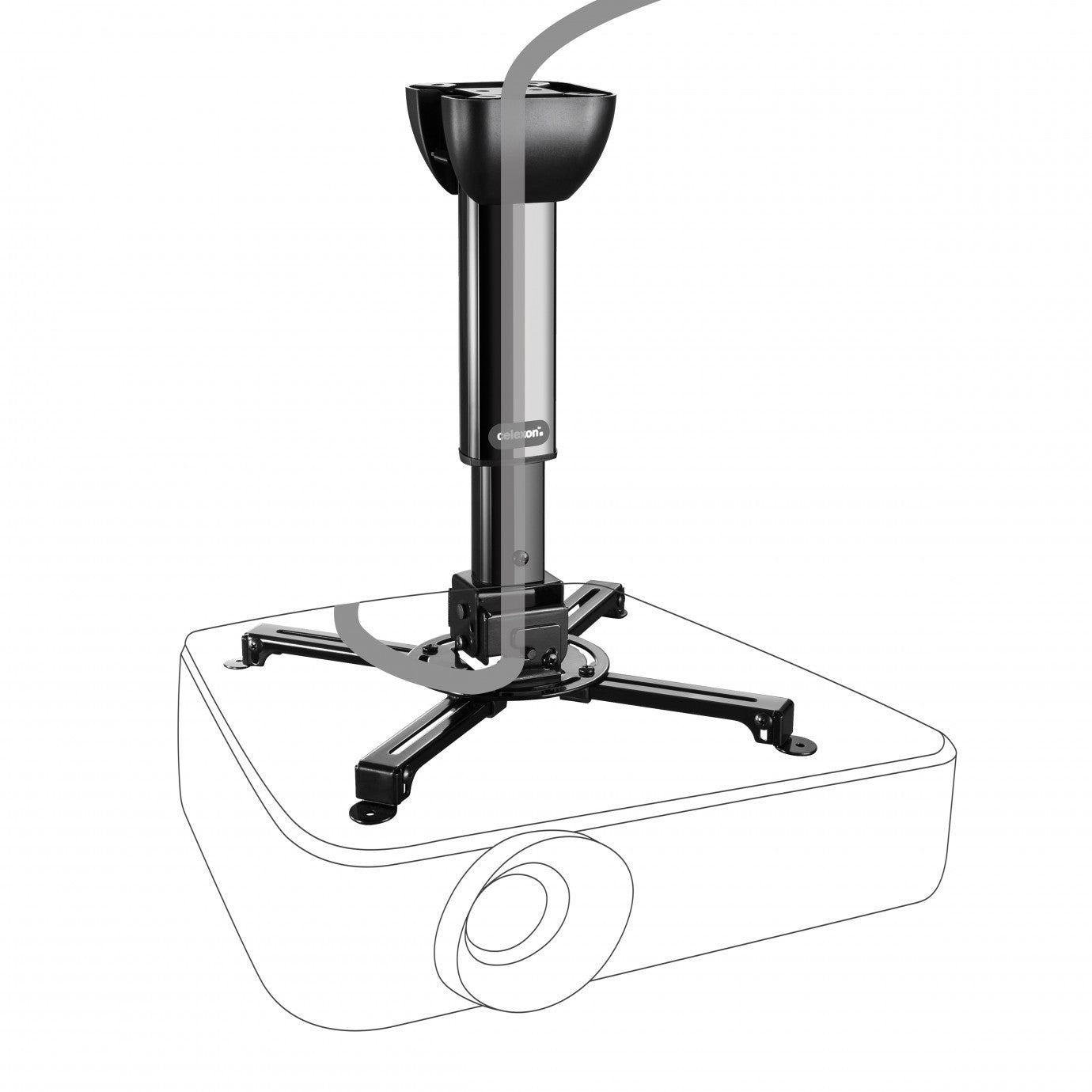 Celexon Projektor-Deckenhalterung – 40,0–60,0 cm, neigbar, 15 kg, schwarz, für Bohrbild 50–360 mm