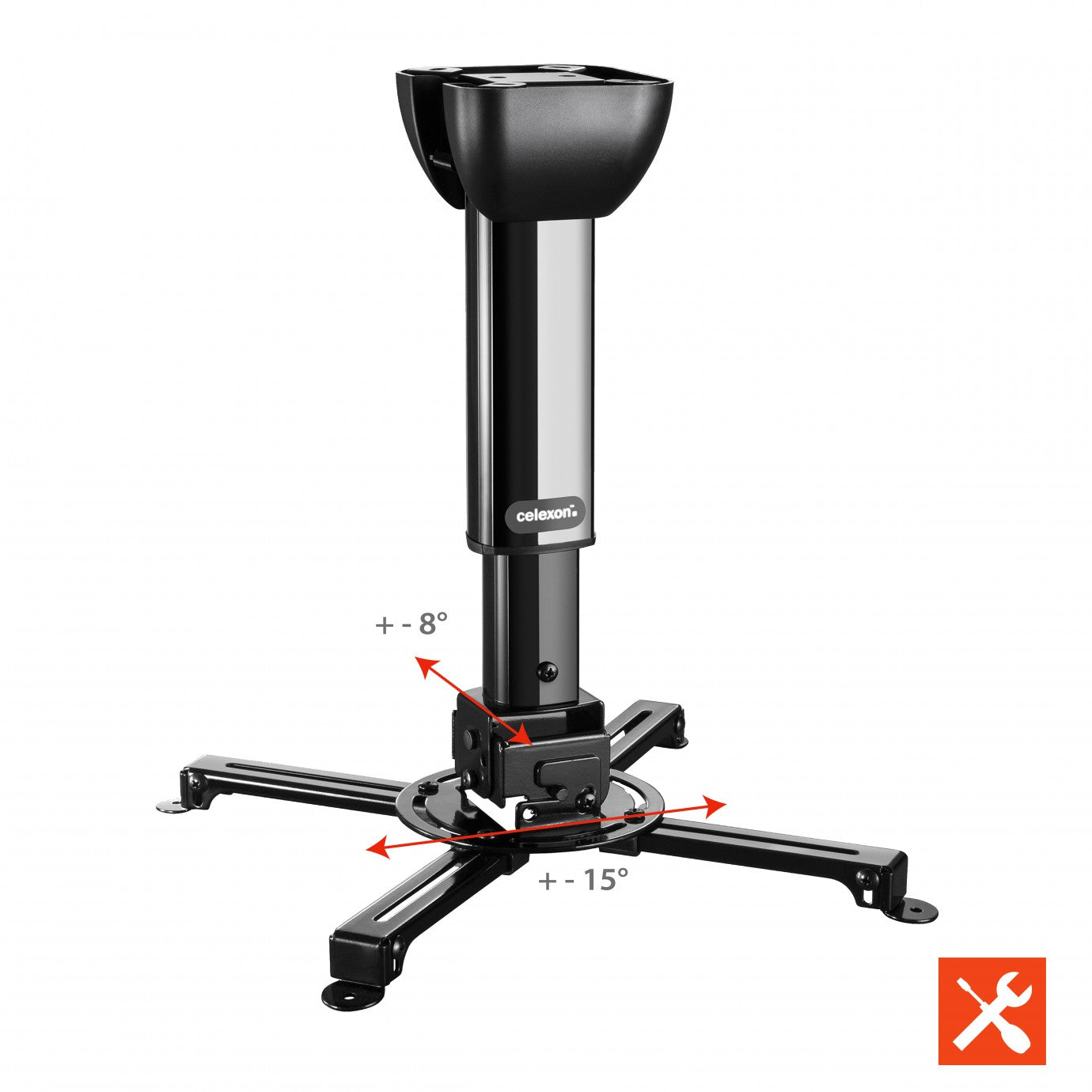 Celexon Projektor-Deckenhalterung – 40,0–60,0 cm, neigbar, 15 kg, schwarz, für Bohrbild 50–360 mm