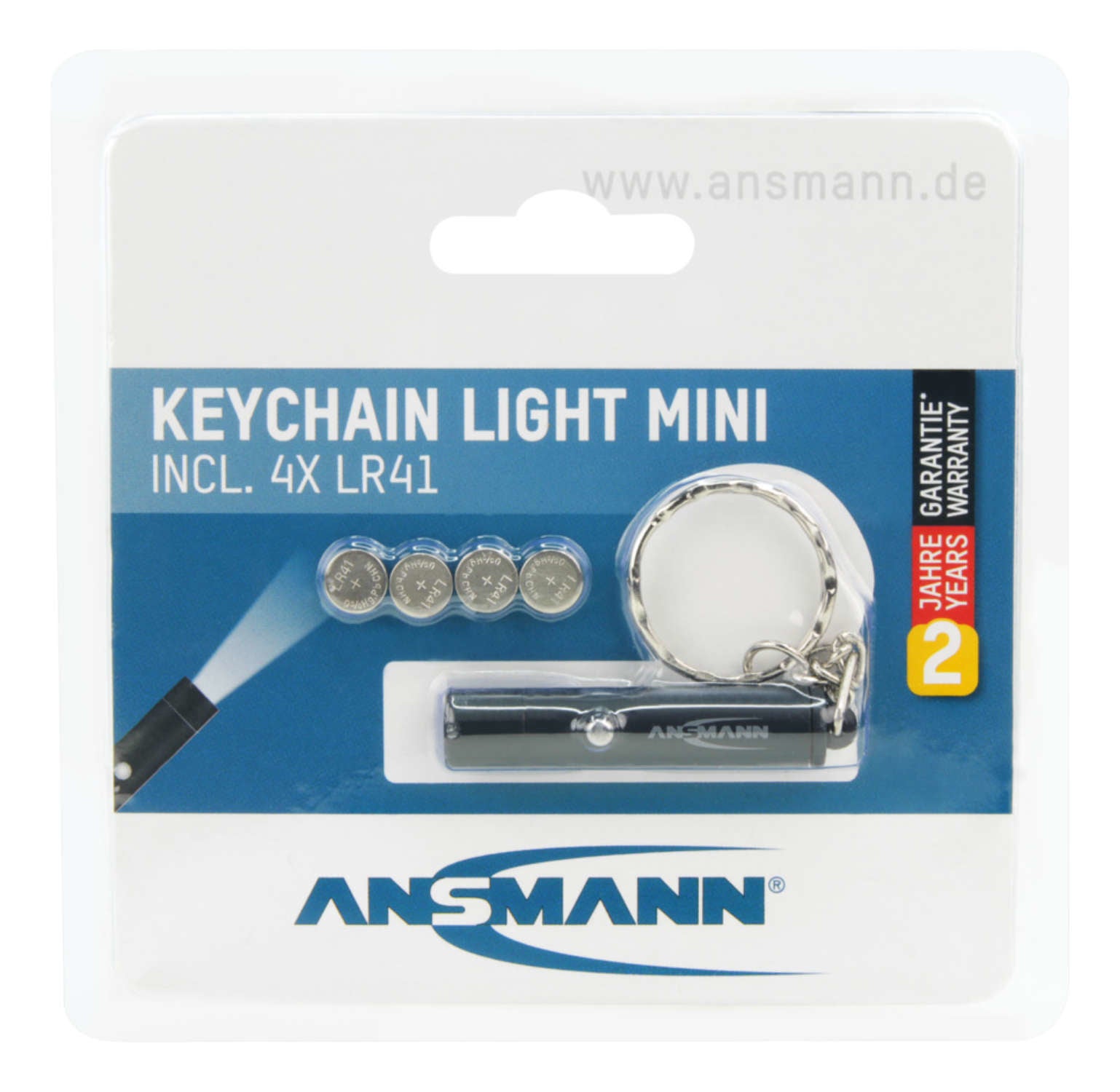 Ansmann Taschenlampe Pocket Light Mini 1600-0272 – 20 lm, 5 m, 4× LR41 – Silber