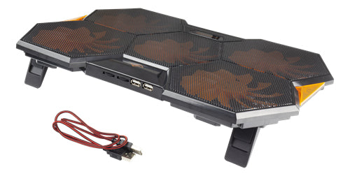 Deltaco Gaming Laptop-Ständer – für Laptops bis 17,3", 5 Lüfter, 2× USB – Schwarz