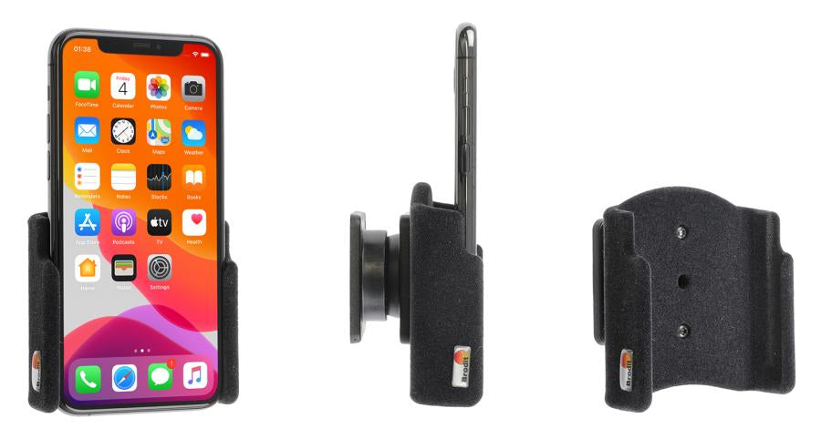 Brodit Auto-Halterung, Schraubbefestigung, drehbar 360°, neigbar 0–17° – für iPhone 11 Pro – Schwarz