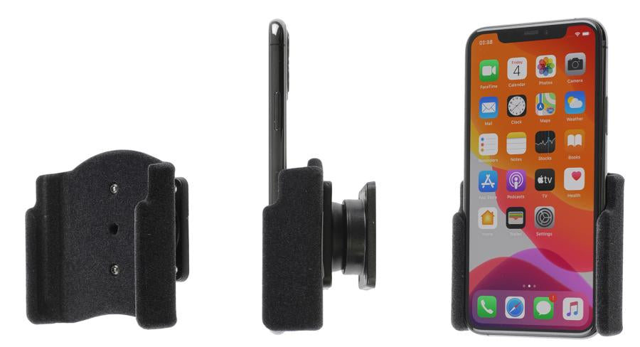 Brodit Auto-Halterung, Schraubbefestigung, drehbar 360°, neigbar 0–17° – für iPhone 11 Pro – Schwarz
