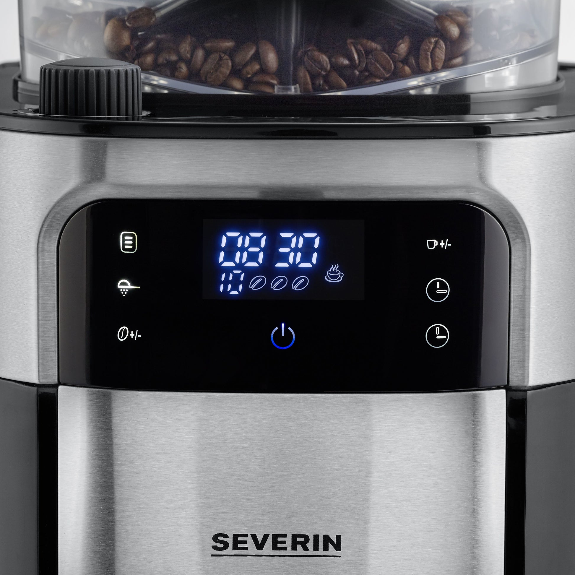 Severin Filterkaffeemaschine KA4813 – 10 Tassen, integriertes Mahlwerk, 1000 W – Schwarz/Edelstahl
