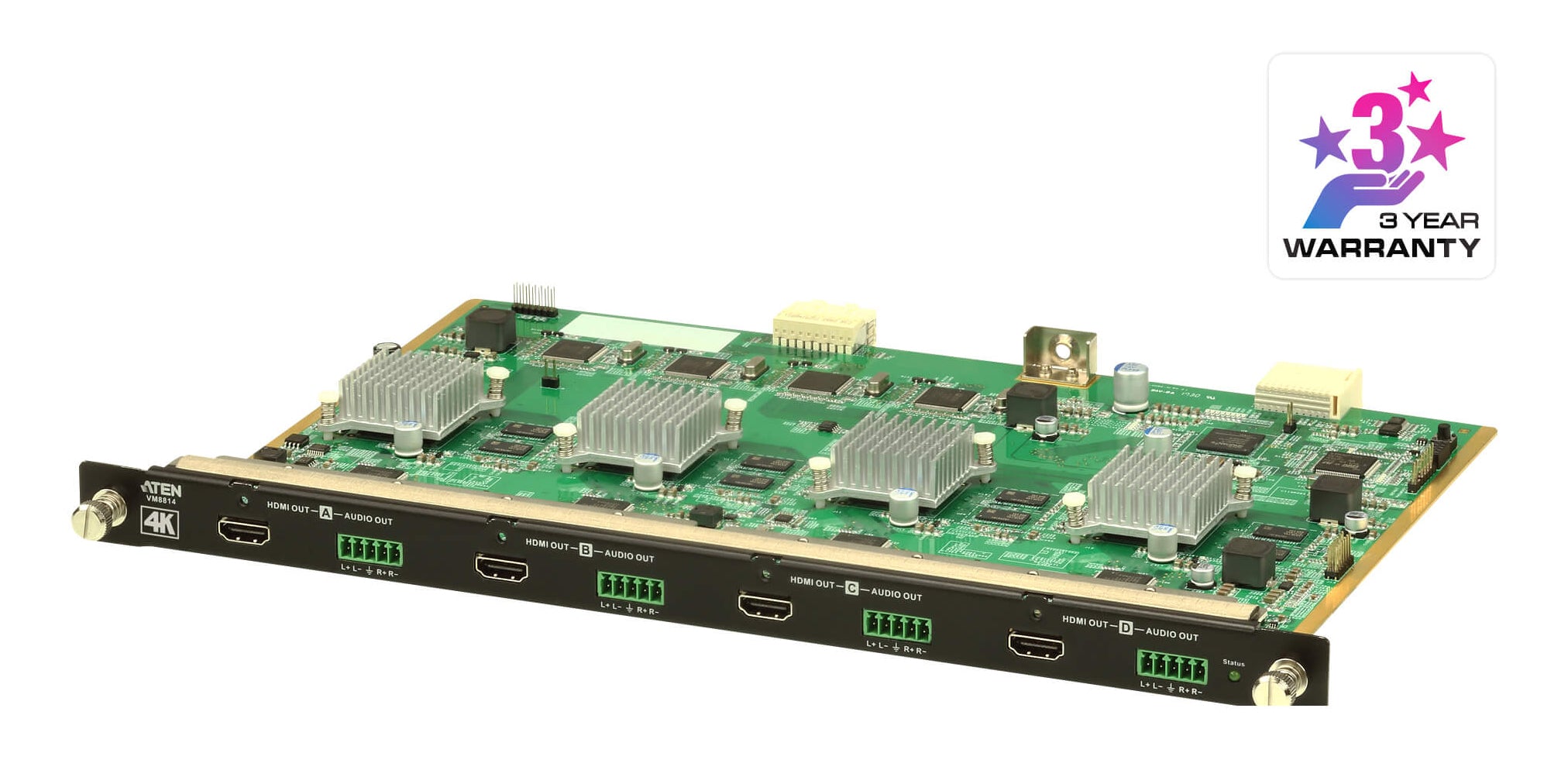 ATEN VM8814 – HDMI-Ausgabekarte, 4× HDMI Out, 4K@60 Hz, 4K-Skalierer, nahtloser Umschalter, HDCP 2.2
