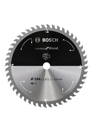Bosch Kreissägeblatt 184 × 16 × 1,1 mm, 48 Zähne Hartmetall (TCT) – für Holz – ATB
