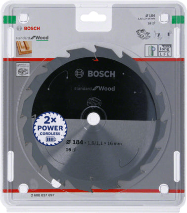 Bosch Kreissägeblatt 184 × 16 × 1,6 mm, 16 Zähne – ATB – für Holz – 1 Stück