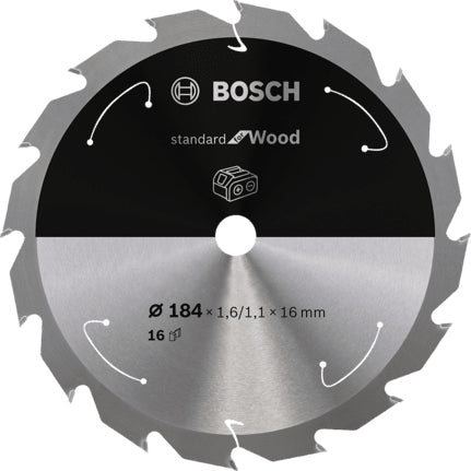 Bosch Kreissägeblatt 184 × 16 × 1,6 mm, 16 Zähne – ATB – für Holz – 1 Stück