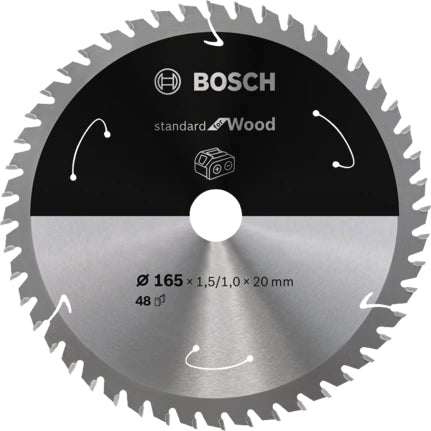 Bosch Professionelles Kreissägeblatt 165 × 20 × 1,5 mm, 48 Zähne TCT – für Holz – ATB