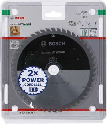 Bosch Professionelles Kreissägeblatt 165 × 20 × 1,5 mm, 48 Zähne TCT – für Holz – ATB