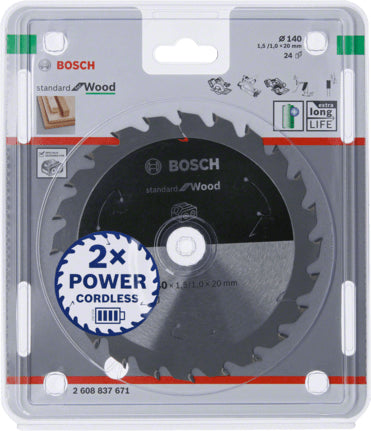 Bosch Professionelles Kreissägeblatt 140 × 20 × 1,5 mm, 24 Zähne – ATB – für Holz