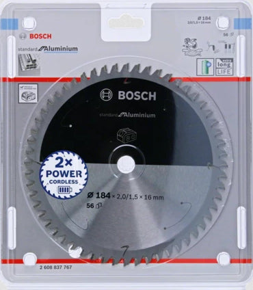 Bosch Kreissägeblatt 184 × 16 × 2 mm, 56 Zähne – für Aluminium