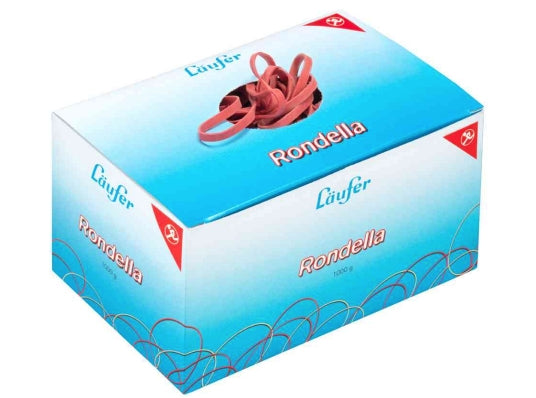 Laufer Läufer Gummibänder – 4 × 130 mm, rot, Naturkautschuk, 1’000 g