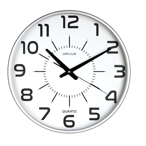 Unilux Wanduhr – Analog, lautlos, Ø 37,5 cm, grau, Kunststoff/Glas