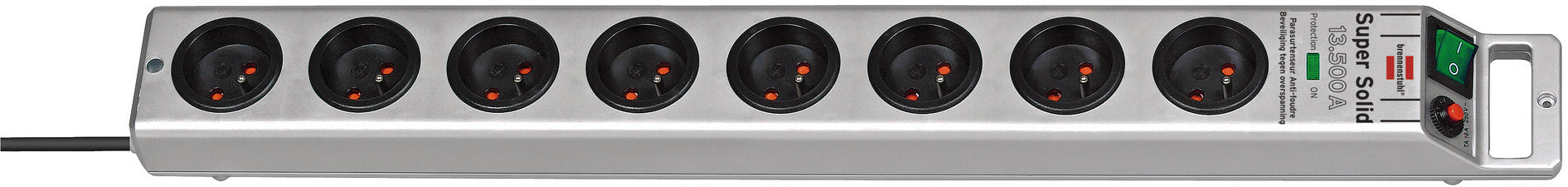 Brennenstuhl Steckdosenleiste, 8×Typ E, mit Schalter, 2,5 m, IP20 – silber